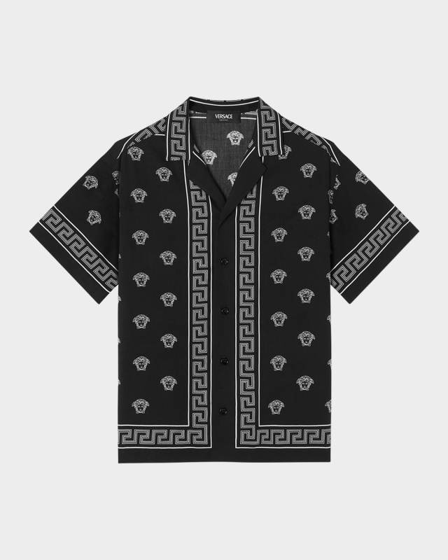 Boy's Bandana-Inspired Button Down Shirt, Size 6-